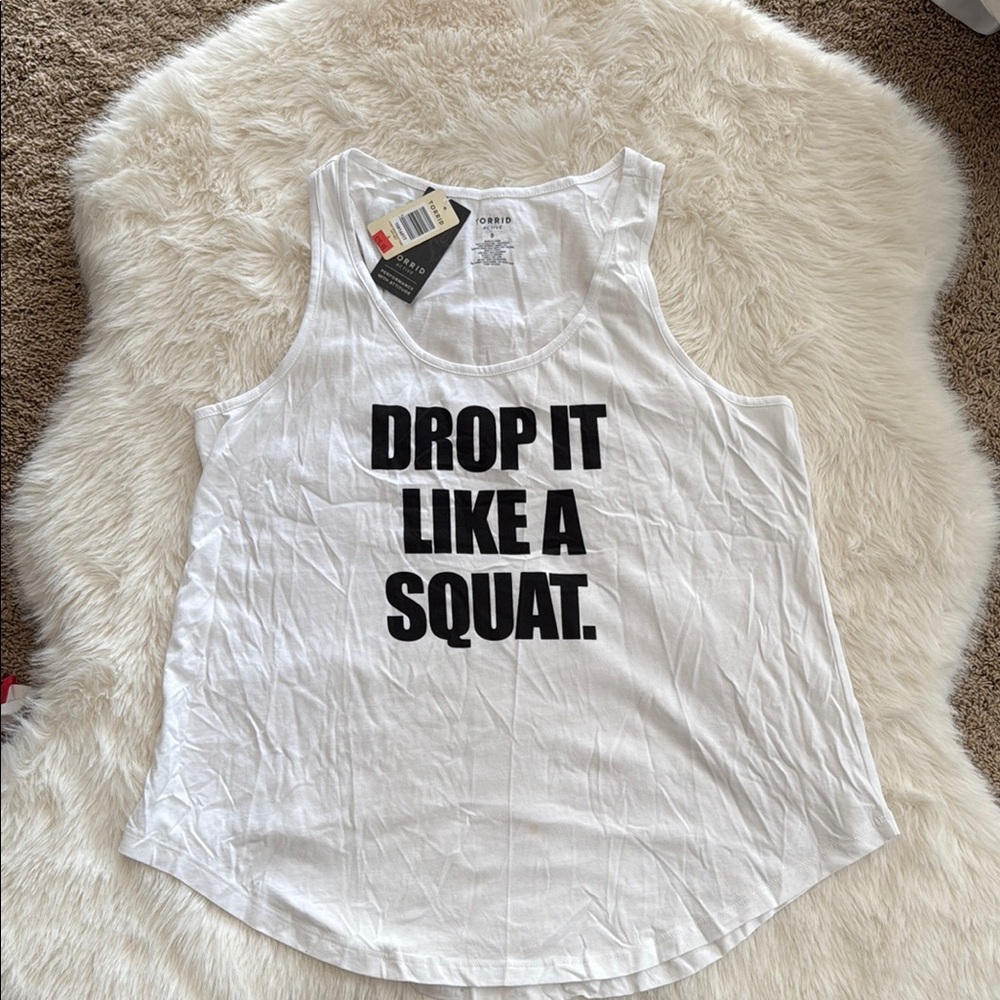 Torrid Relaxed White Muscle Tee Drop It Like A Squat